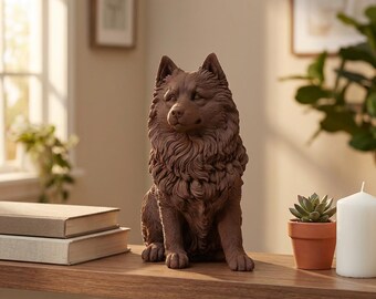 Pomsky Realistic Seated Dog Statue thumbnail 4