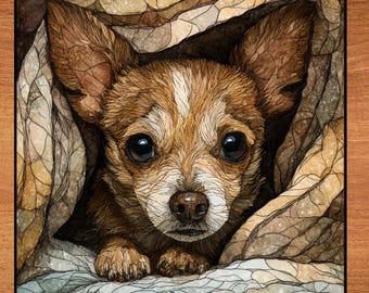 Chihuahua Under the Blanket Ceramic Tile thumbnail 1