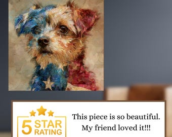 Shorkie USA Flag Patriotic Dog Ceramic Tile thumbnail 4