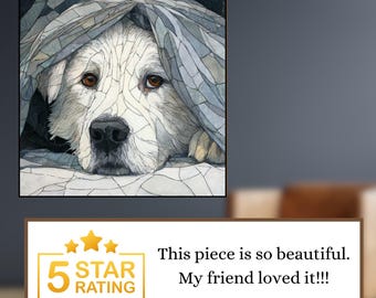 Great Pyrenees Under the Blanket Ceramic Tile thumbnail 3