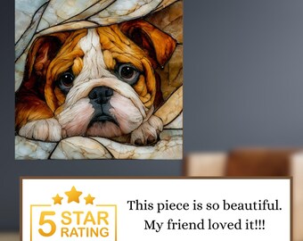 English Bulldog Under the Blanket Ceramic Tile thumbnail 3