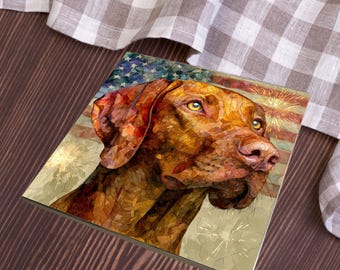 Vizsla USA Flag Patriotic Dog Ceramic Tile thumbnail 3