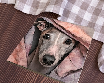Italian Greyhound Under the Blanket Ceramic Tile thumbnail 4