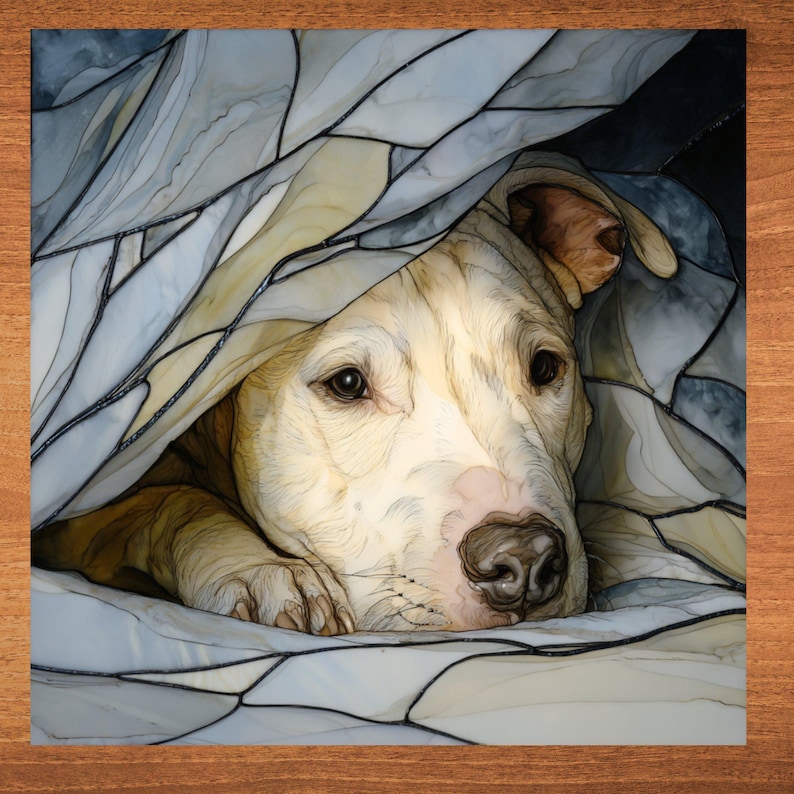 Dogo Argentino Under the Blanket Ceramic Tile