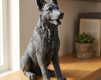 German Shepherd Realistic Seated Dog Statue thumbnail 1