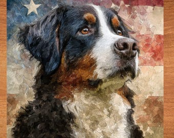 Bernese Mountain Dog USA Flag Patriotic Dog Ceramic Tile thumbnail 1