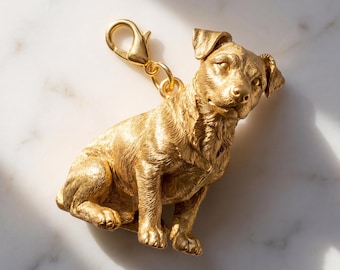 Jack Russell Terrier Gold Dog Sculpture Bag Charm thumbnail 2
