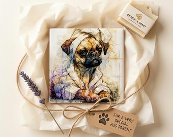 Puggle Spa Dog Ceramic Tile thumbnail 2