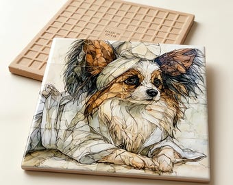 Papillon Spa Dog Ceramic Tile thumbnail 3