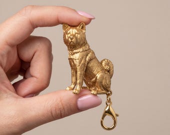 Akita Gold Dog Sculpture Bag Charm thumbnail 4