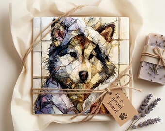 Alaskan Malamute Spa Dog Ceramic Tile thumbnail 2