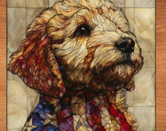 Goldendoodle USA Flag Patriotic Dog Ceramic Tile thumbnail 1