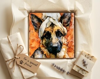 German Shepherd Spa Dog Ceramic Tile thumbnail 2