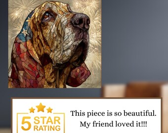 Bloodhound USA Flag Patriotic Dog Ceramic Tile thumbnail 4