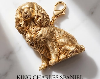 Cavalier King Charles Spaniel Gold Dog Sculpture Bag Charm thumbnail 2