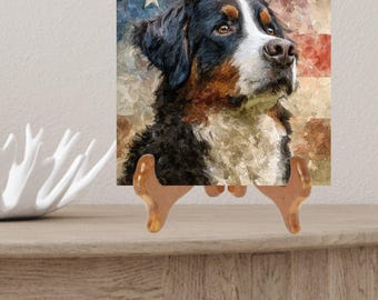 Bernese Mountain Dog USA Flag Patriotic Dog Ceramic Tile thumbnail 2