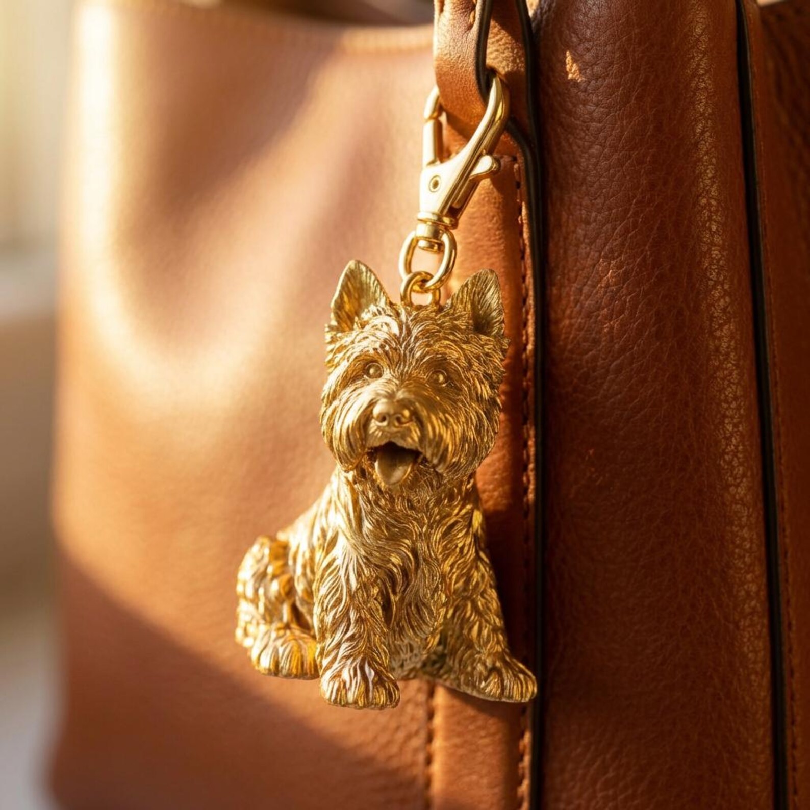 West Highland White Terrier Gold Dog Sculpture Bag Charm