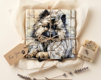 Keeshond Spa Dog Ceramic Tile thumbnail 2
