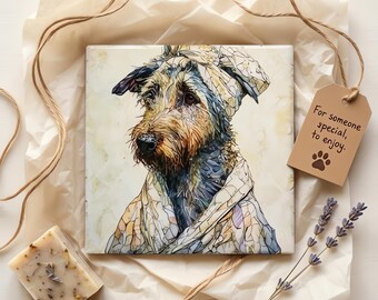Irish Wolfhound Spa Dog Ceramic Tile thumbnail 2