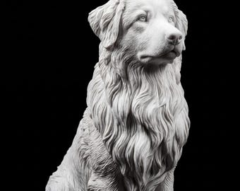 Australian Shepherd Realistic Seated Dog Statue thumbnail 2