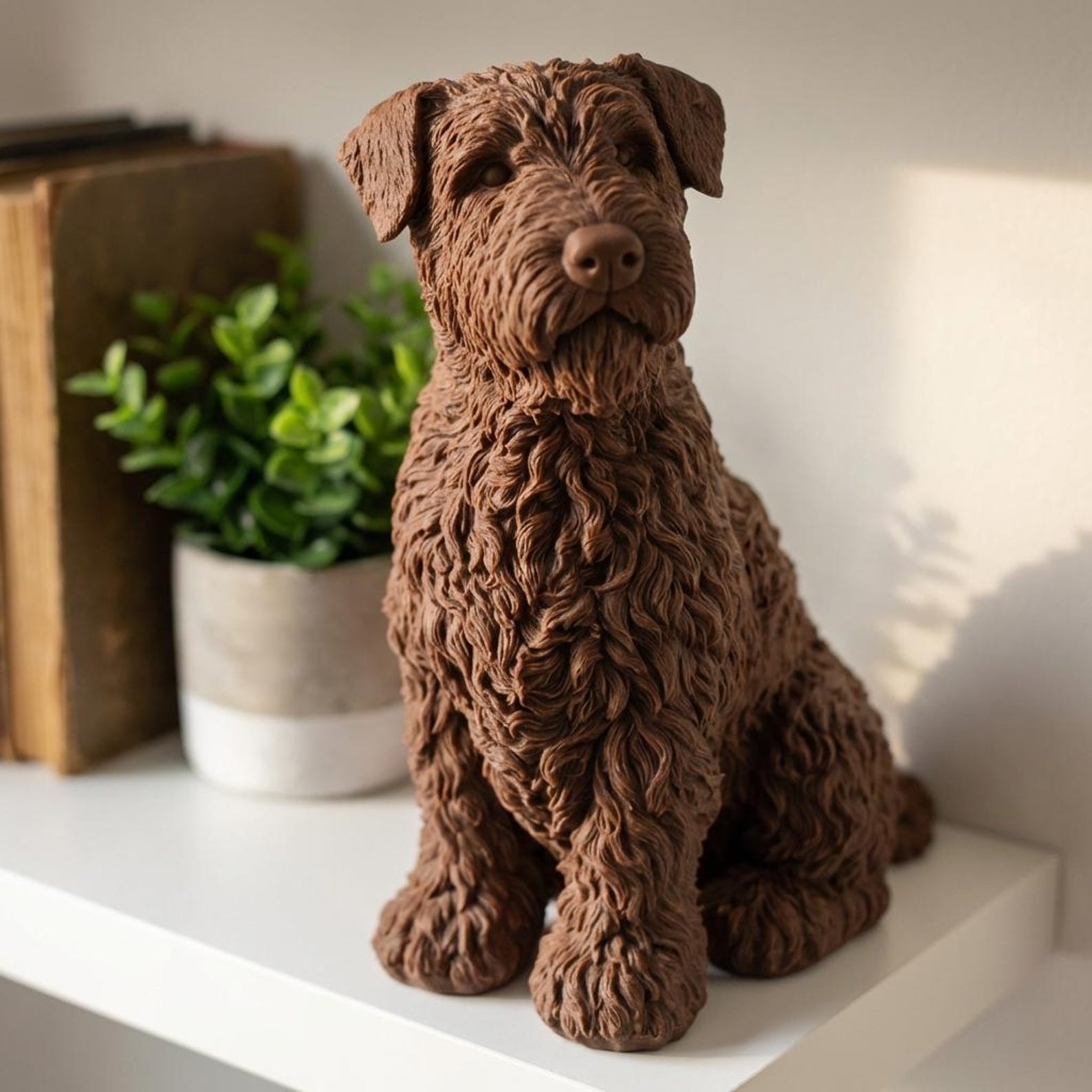 Wheaten Terrier Realistic Seated Dog Statue