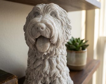 Old English Sheepdog Realistic Seated Dog Statue thumbnail 1