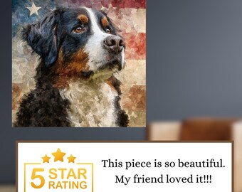 Bernese Mountain Dog USA Flag Patriotic Dog Ceramic Tile thumbnail 4