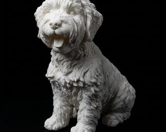 Schnoodle Realistic Seated Dog Statue thumbnail 2