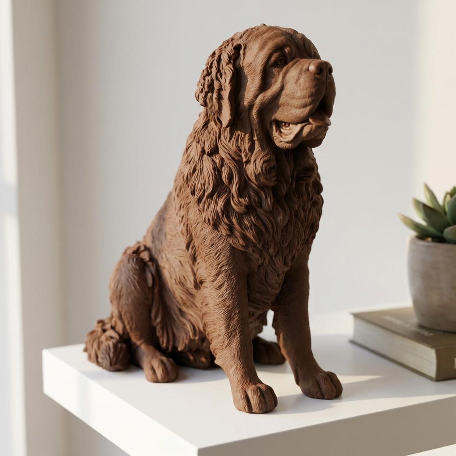 Saint Bernard Realistic Seated Dog Statue
