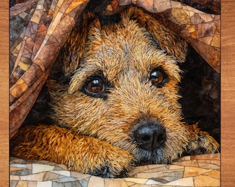 Border Terrier Under the Blanket Ceramic Tile thumbnail 1