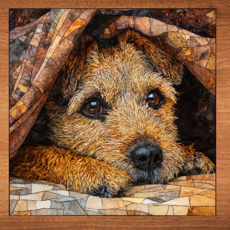Border Terrier Under the Blanket Ceramic Tile