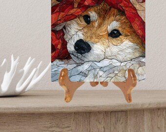 Akita Under the Blanket Ceramic Tile thumbnail 2