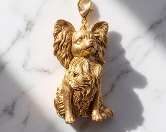 Papillon Gold Dog Sculpture Bag Charm thumbnail 2