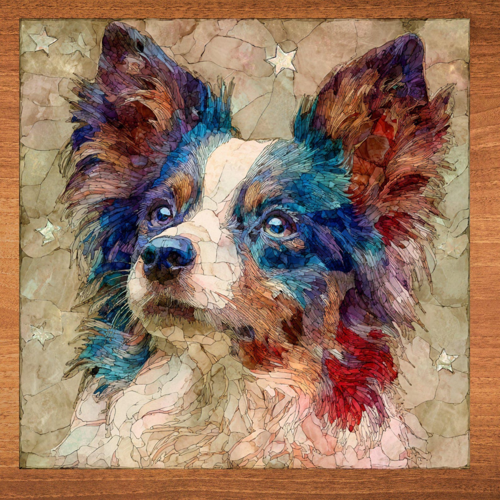 Papillon USA Flag Patriotic Dog Ceramic Tile