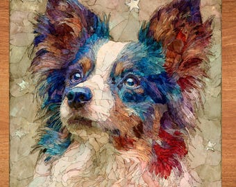 Papillon USA Flag Patriotic Dog Ceramic Tile thumbnail 1
