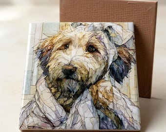 Sheepadoodle Spa Dog Ceramic Tile thumbnail 3