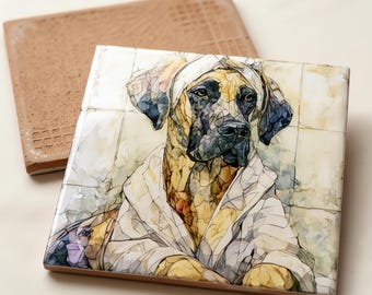 Great Dane Spa Dog Ceramic Tile thumbnail 3