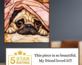 Pug Under the Blanket Ceramic Tile thumbnail 3
