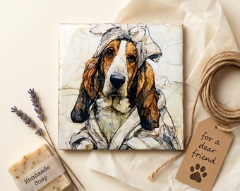 Basset Hound Spa Dog Ceramic Tile thumbnail 2