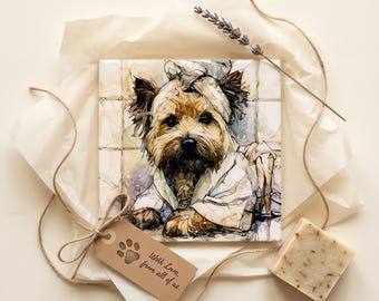 Cairn Terrier Spa Dog Ceramic Tile thumbnail 2