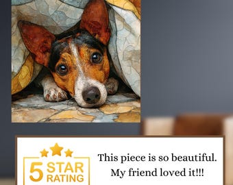 Rat Terrier Under the Blanket Ceramic Tile thumbnail 3