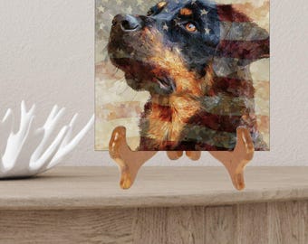 Beauceron USA Flag Patriotic Dog Ceramic Tile thumbnail 2