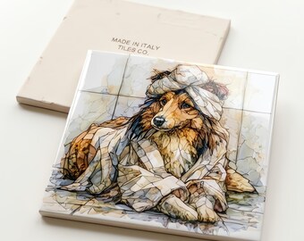 Shetland Sheepdog Spa Dog Ceramic Tile thumbnail 3