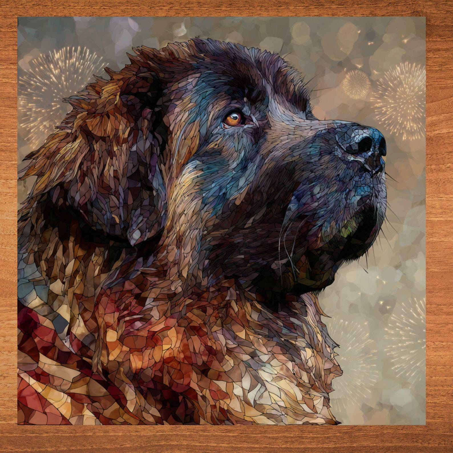 Leonberger USA Flag Patriotic Dog Ceramic Tile
