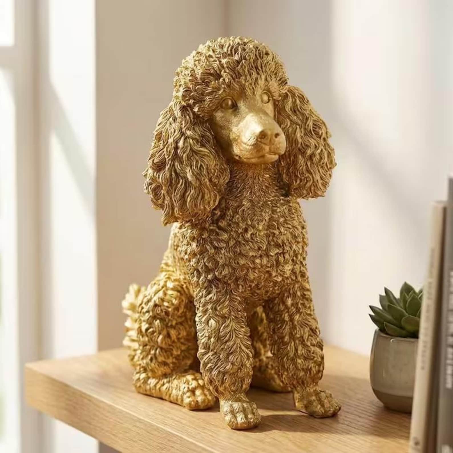 Standard Poodle Realistic Seated Dog Statue