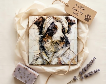 Border Collie Spa Dog Ceramic Tile thumbnail 2