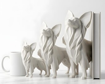 Papillon Low-Poly Geometric Dog Statue thumbnail 3