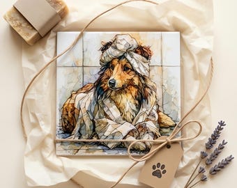 Shetland Sheepdog Spa Dog Ceramic Tile thumbnail 2
