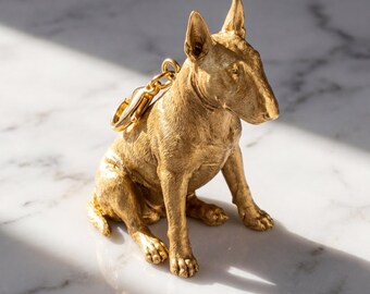 Bull Terrier Gold Dog Sculpture Bag Charm thumbnail 2