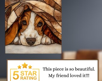 Basset Hound Under the Blanket Ceramic Tile thumbnail 3